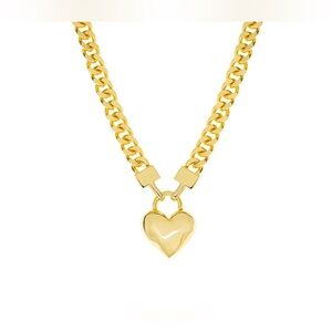 ✨- Eye Candy Los Angeles🌟Cuban Chain Link Gold Heart Pendant Necklace